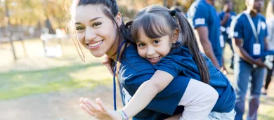 Mother and daughter enjoying outdoor activity